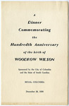 Woodrow Wilson Dinner Program - Accession 1110 - M512 (563) by Woodrow Wilson