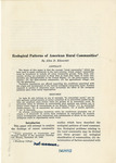 Ecological Patterns Of American Rural Communities - Accession 1271 - M623 (676)