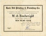 Rock Hill Printing and Finishing Company Certificate - Accession 1863 M869 (927) by Rock Hill Printing and Finishing Company